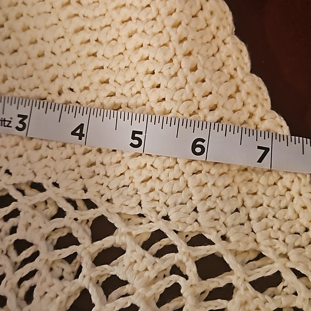 Hand Crafted Crochet Crop-Top Handmade Fishnet Swim Design Cream Summer Layer OS - Picture 15 of 17